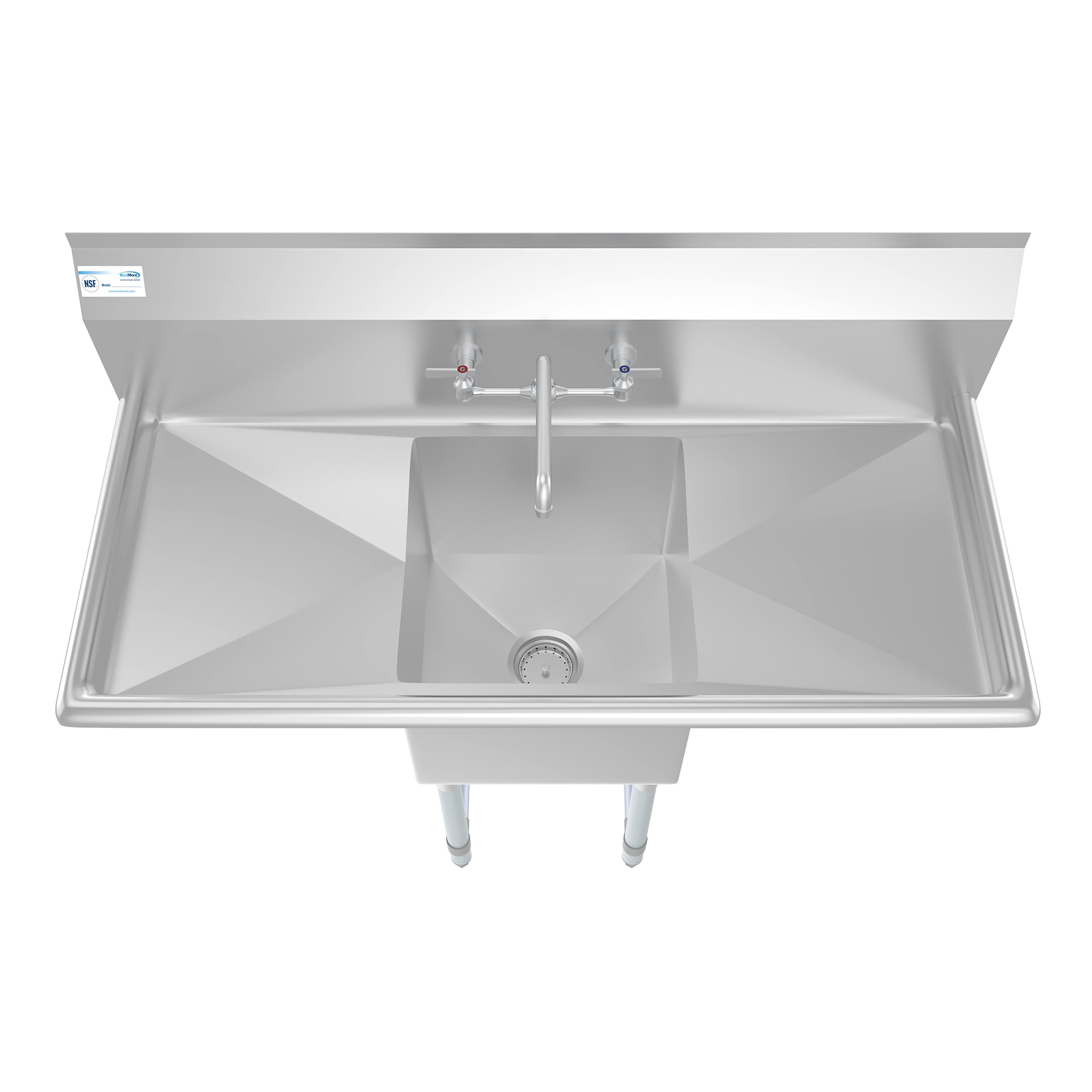 Alt View 5. Koolmore - 45 in. One compartment Stainless Steel  Sink with Drainboards and Faucet, Bowl Size 15"x 15"x 12" - Stainless Steel.