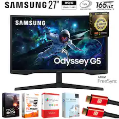 WQHD SAMSUNG 27" 2560 x 1440 1MS 165Hz RESPONSE TIME REFRESH RATE CPS DECOGTAR SAMSUNG 2 PREMIUM 26 MONTH PROTECTION DECO CEAR AI 2 HOMI CABLES LUr PLAN PREMIUM PROTECTION Odyssey G5 SAMEUNG AMD FreeSync mevavy EDITOR PHOTO PHOTO EDITOR SARE m VESES iap_ PCmover PC mover Professional OfficeSuite + U 7 QIO EDITOR FOP PDF EDITOR AR - - RCUME