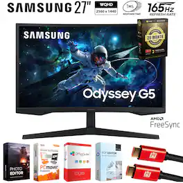 Samsung - 27" Odyssey 1000R Curved QHD 165Hz 1ms AMD FreeSync Gaming Monitor + 26-Month Extended Warranty Protection Bundle - Black