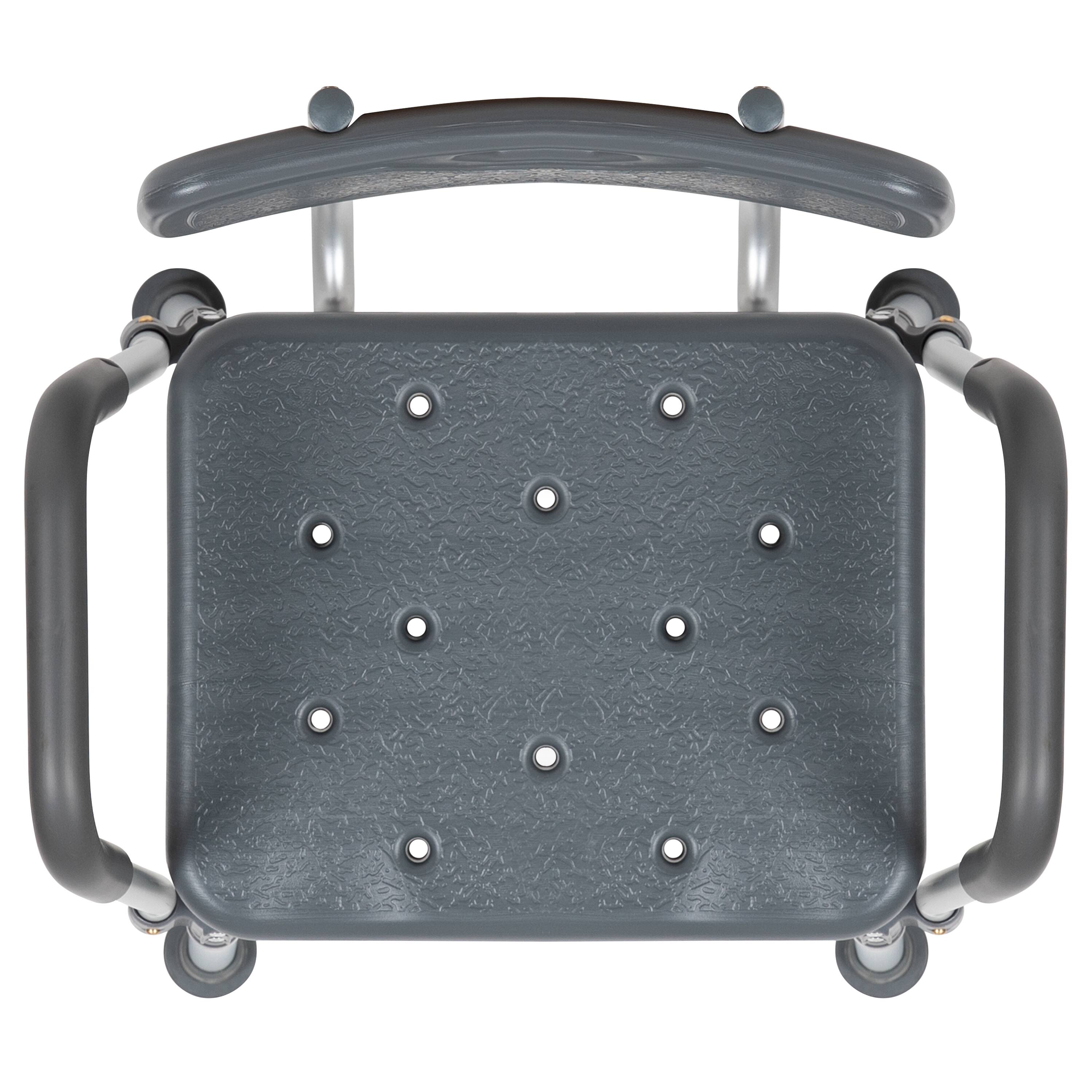 Alt View 9. Emma + Oliver - 300 Lb. Capacity Quick Release Back & Arm Shower Chair - Gray.