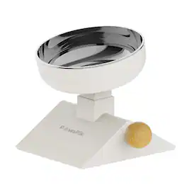 PawsPik - Adjustable Angle & Height Elevated Stainless Steel Dog Bowl, 25-oz - White