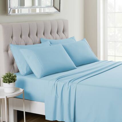 Front. Sweet Home Collection - Deluxe Microfiber Sheet Set with Bonus Pillowcases, Ultra Soft 1500 Series, King - Aqua.