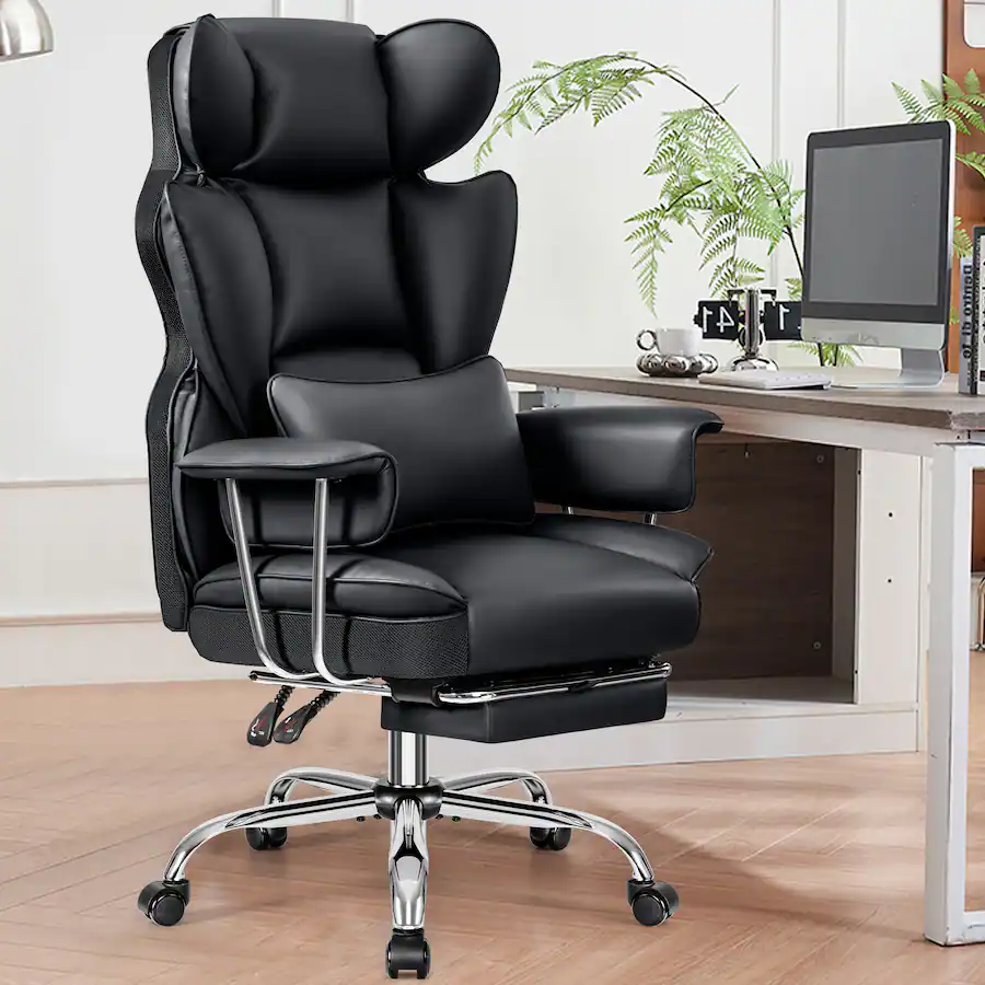 KERDOM Ergonomic Big and Tall Office Chair with Footrest, Soft High ...