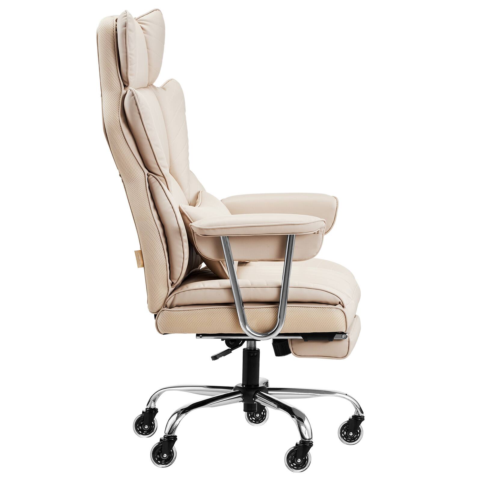 Alt View 6. Forest'nSky - Executive Office Chair with Footrest, Lumbar Support,Strong Metal Base Quiet Wheels, Khaki - Beige.