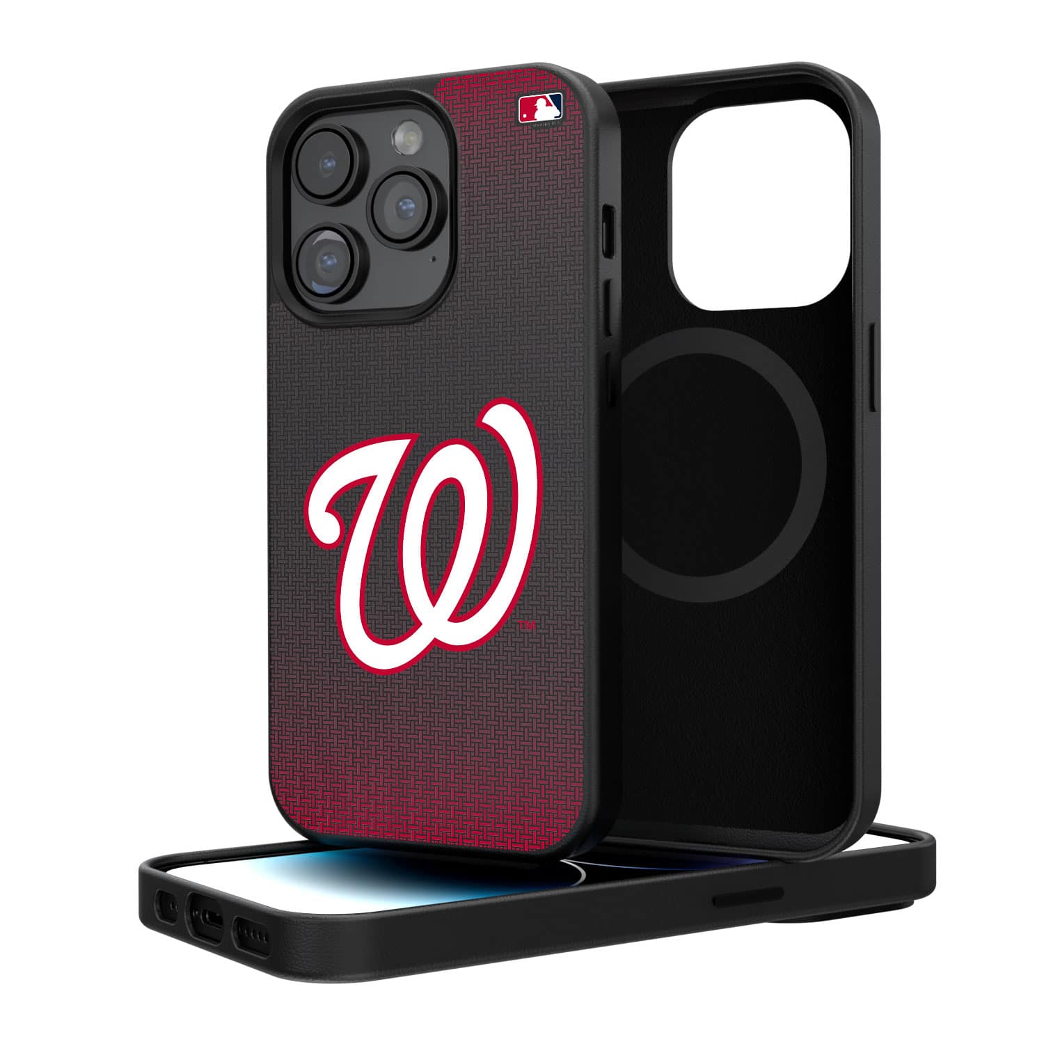Keyscaper - MLB - Washington Nationals Linen Logo iPhone Magnetic Bump Case - 15 - Black