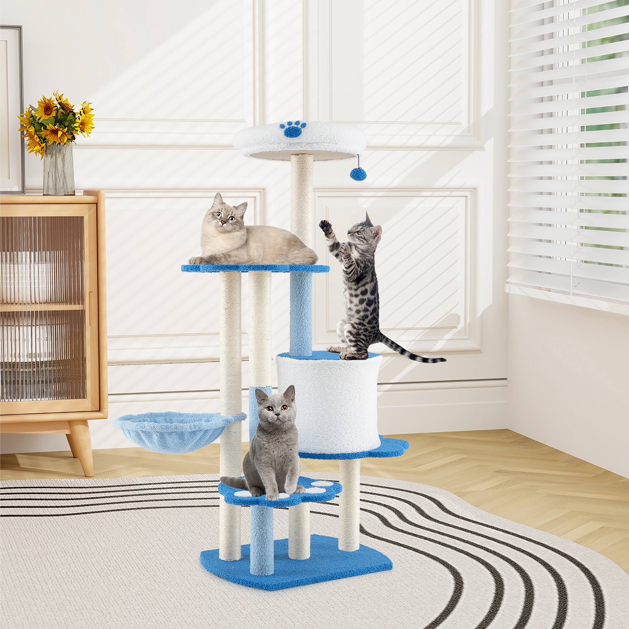 Alt View 1. Gymax - Gymax 54'' Cat Tree Tower w/ Sisal Scratching Posts Bell Cat Perch Cat Condo - GYM14413.