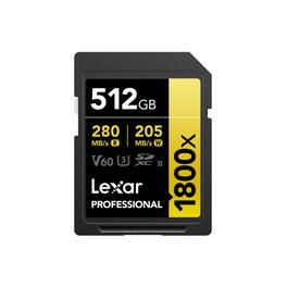 Lexar - 512GB Professional 1800x UHS-II SDXC Memory Card (GOLD Series)