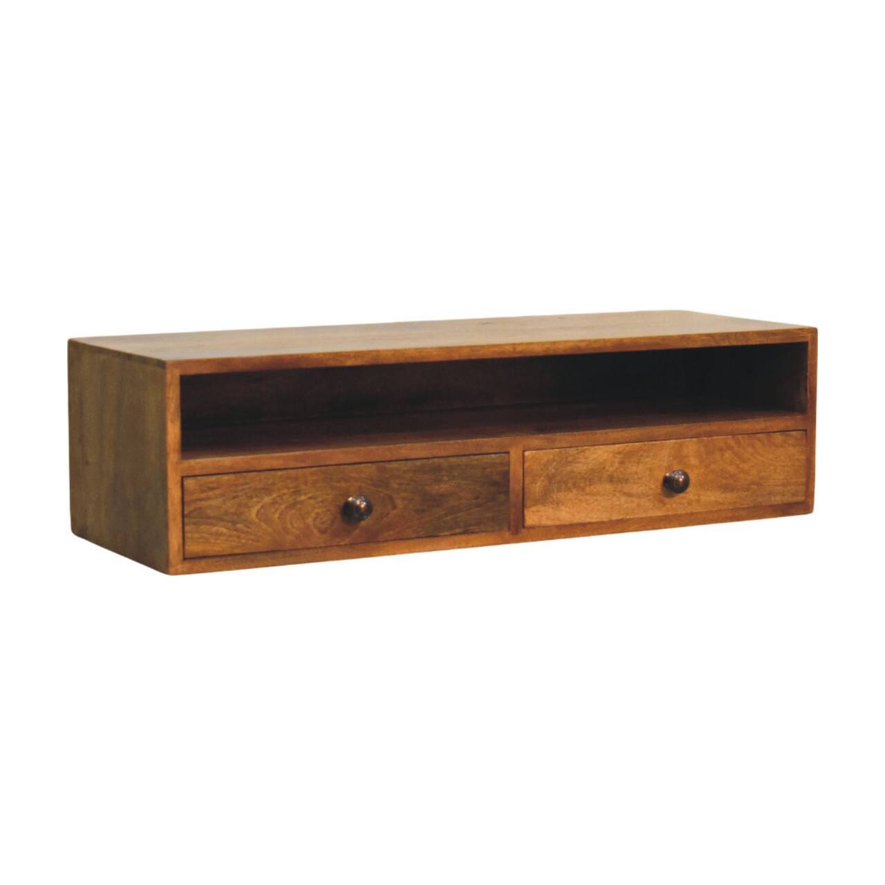 Back. Artisan Furniture - Amber Open Media Unit, 2 Drawers, 1 Open Shelf, Brown - Brown.