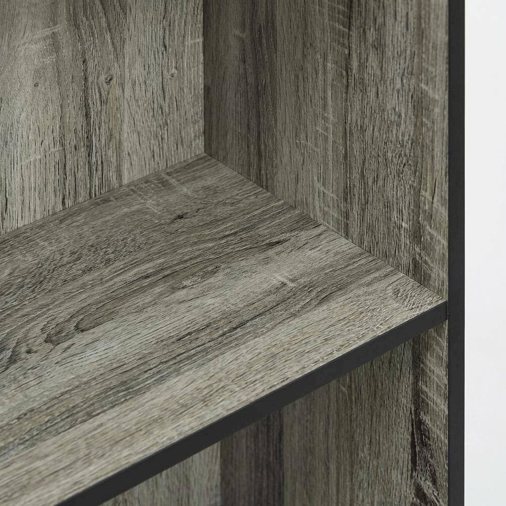 Alt View 1. FurniFact - 3 Tier Open Shelf Bookcase with French Oak Grey Finish for Contemporary Storage - French Oak Grey.