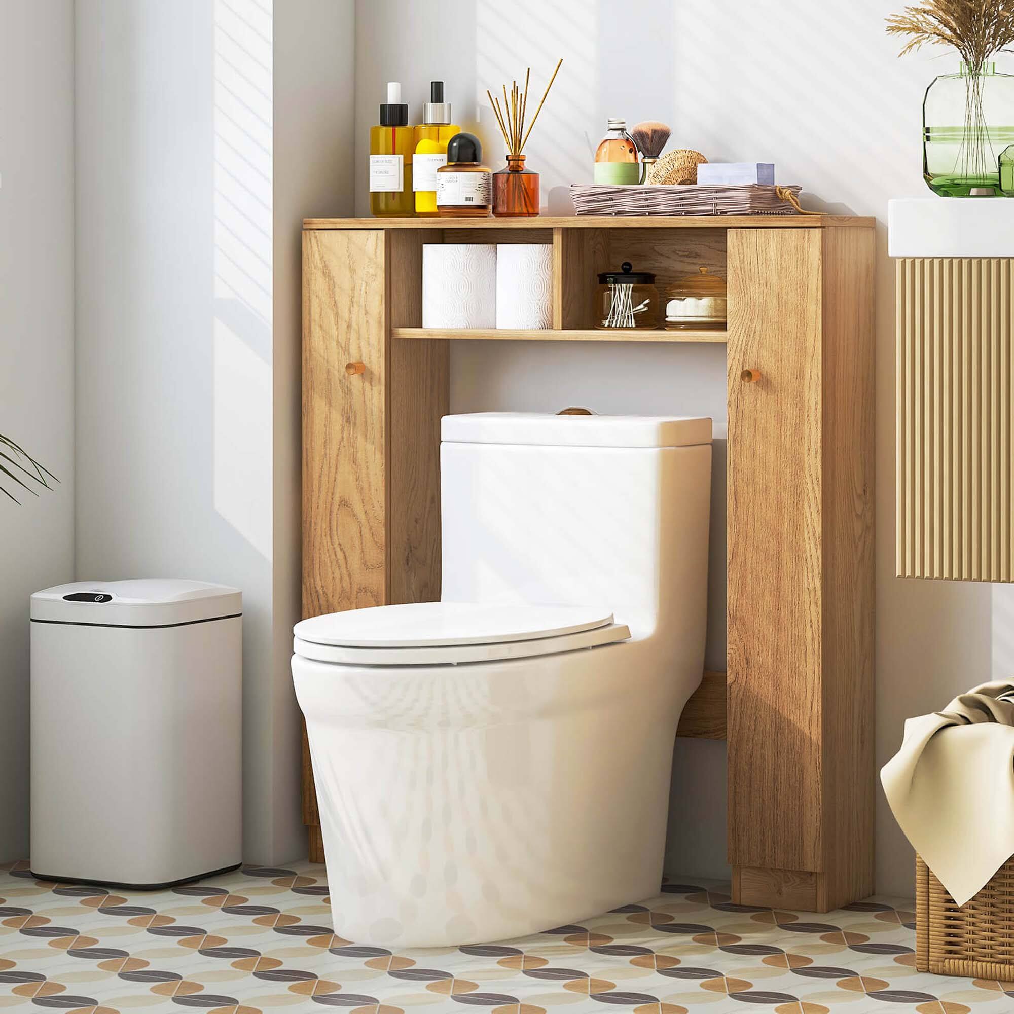 Alt View 4. Costway - Costway Over The Toilet Storage Cabinet Double Door Bathroom Toilet Storage Organizer Natural - Natural.