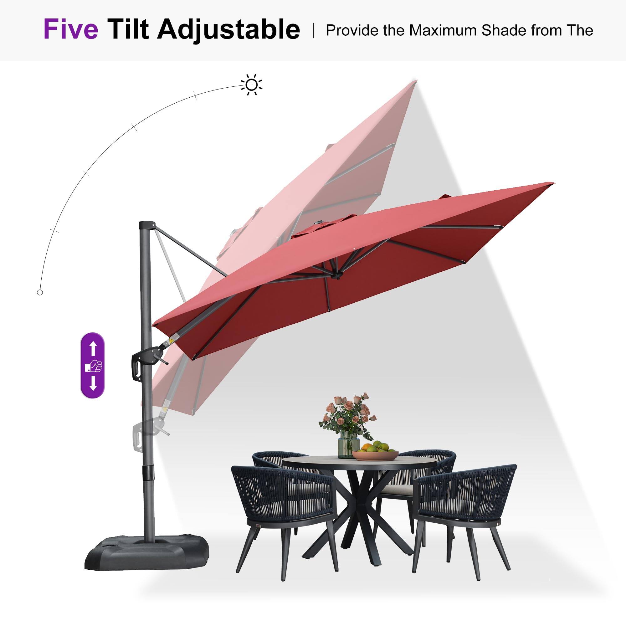 Five Tilt Adjustable  
Provide the Maximum Shade from The Sun