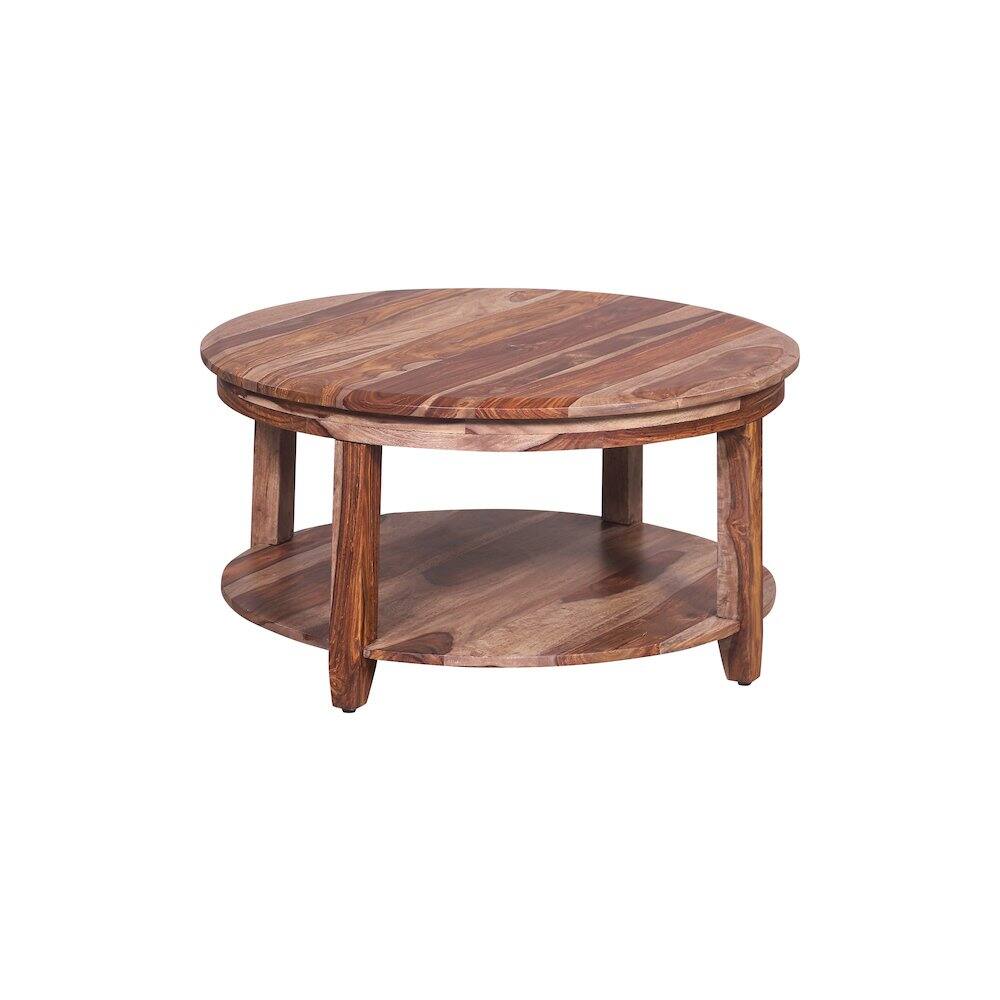 Alt View 2. Porter Designs - Sonora Solid Sheesham Wood Round Coffee Table - Brown.