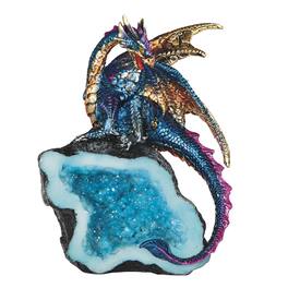 FC Design - 5.5"H Dragon Guarding Faux Crystal Cave Figurine Statue Computer Desk Tabletop Medieval Gaming Home Decor Gift - Multi-Color