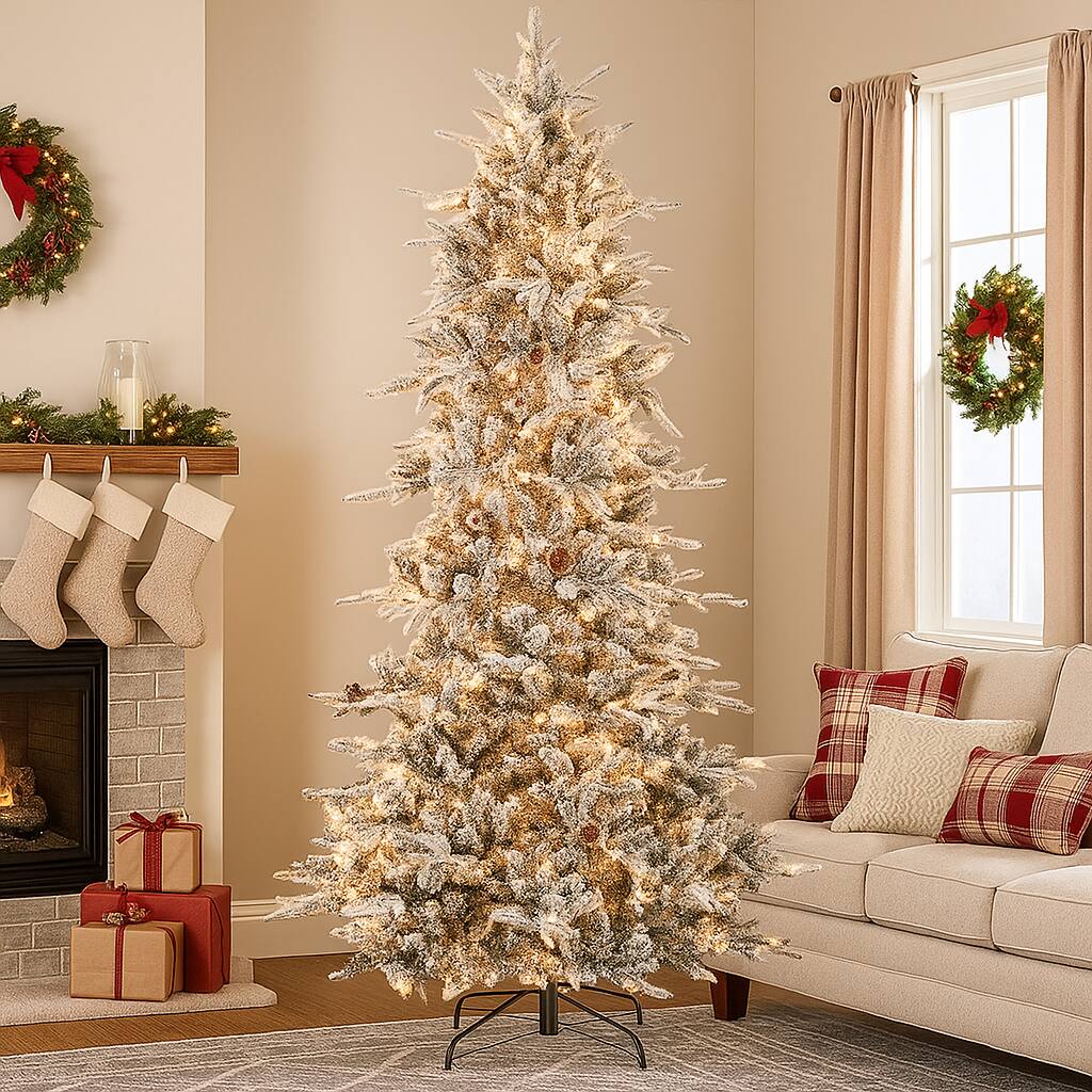 Angle. BreeBe - Artificial Christmas Tree – 6/7.5ft with Integrated LED Lighting - Green.