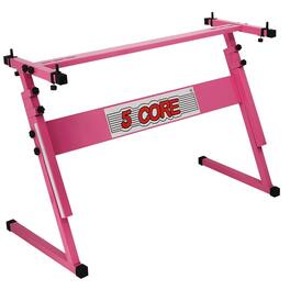 5 CORE - Keyboard Stand Adjustable 21 - 33" Z Style Metal Electric Piano Riser 330Lb Capacity Foldable - Baby Pink