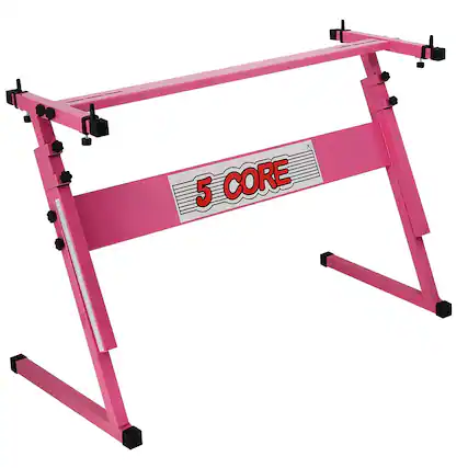 Front. 5 CORE - 5 Core Keyboard Stand Adjustable 21 - 33" Z Style Metal Electric Piano Riser 330Lb Capacity Foldable - Baby Pink.