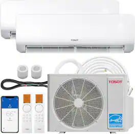 Tosot - 24,000 BTU 2 Zone Mini Split Air Conditioner, 21 SEER2, Heat Pump, WiFi-Enabled Ductless Inverter, 230V, Cosmo Series - White