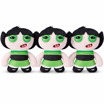 Front. Fuggler - Pack of 3 Zuru Fuggler Powerpuff Girls Buttercup Funny Ugly Monster Plush Toy 9 Inch - Green.