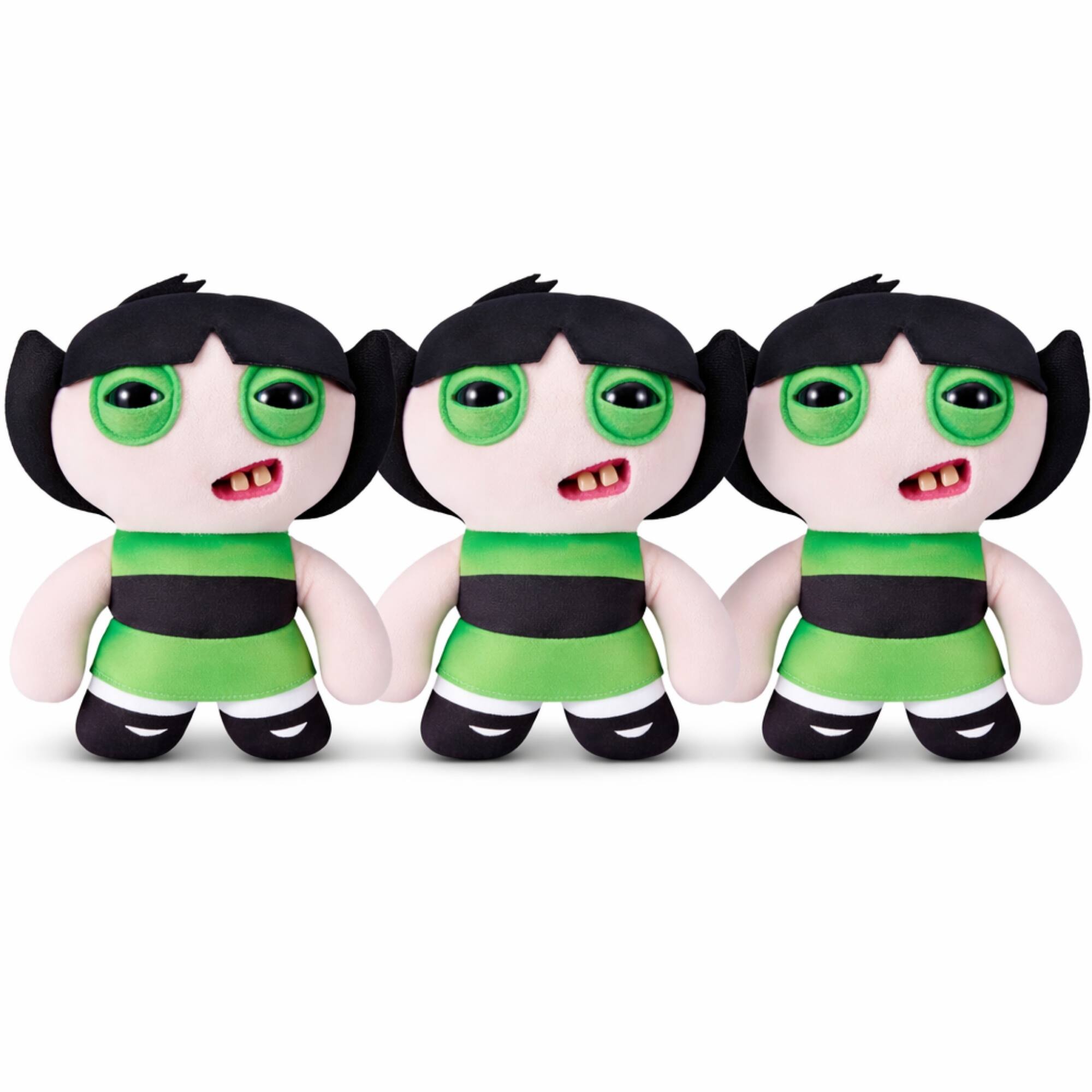Front. Fuggler - Pack of 3 Zuru Fuggler Powerpuff Girls Buttercup Funny Ugly Monster Plush Toy 9 Inch - Green.