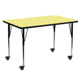 Emma + Oliver - Mobile 30x60 Rectangle Laminate Adjustable Activity Table - Yellow