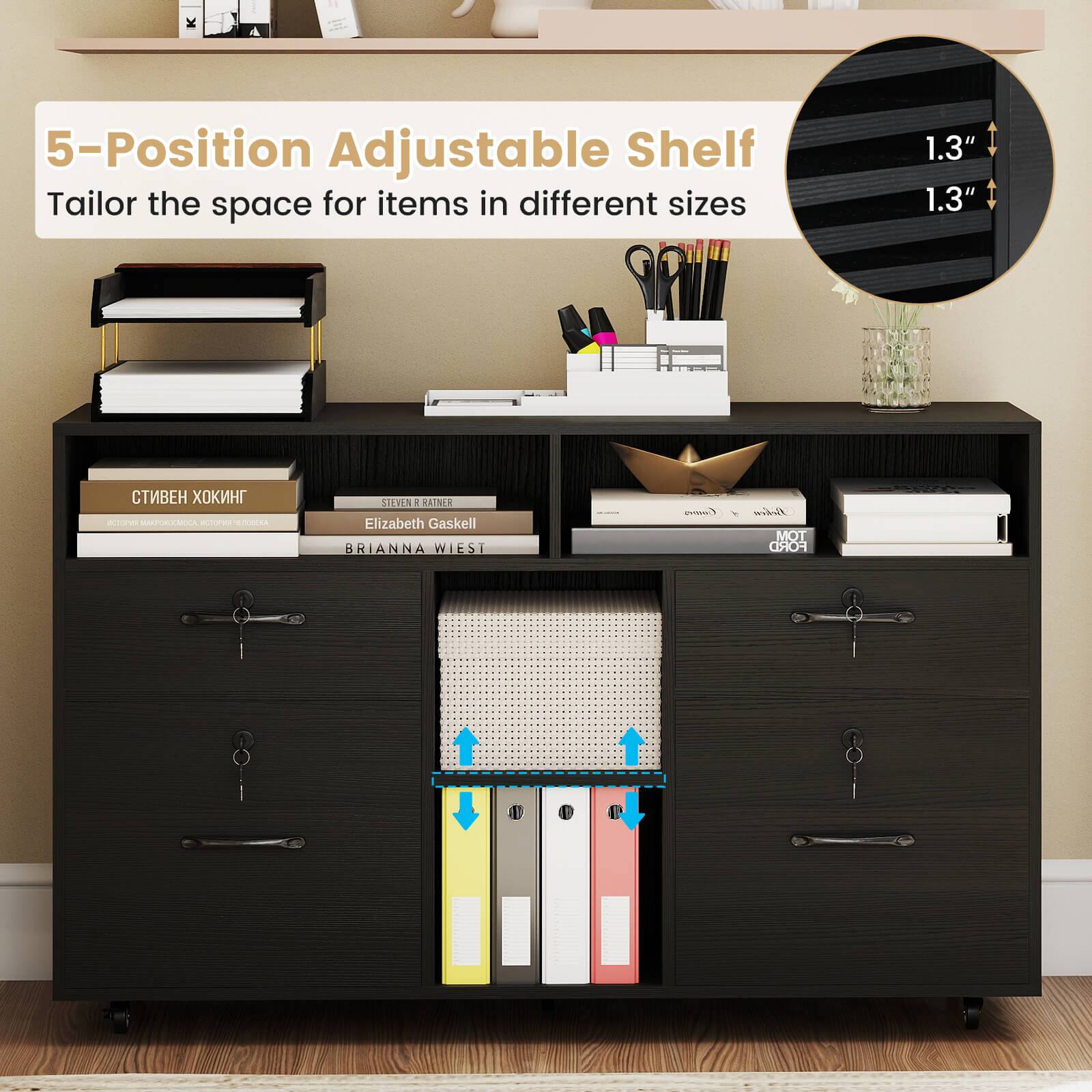 5-Position Adjustable Shelf  
Tailor the space for items in different sizes  

1.3"  
1.3"  

CTИБЕН ХОКИНГ  
Elizabeth Gaskell  
BRIANNA WIESI