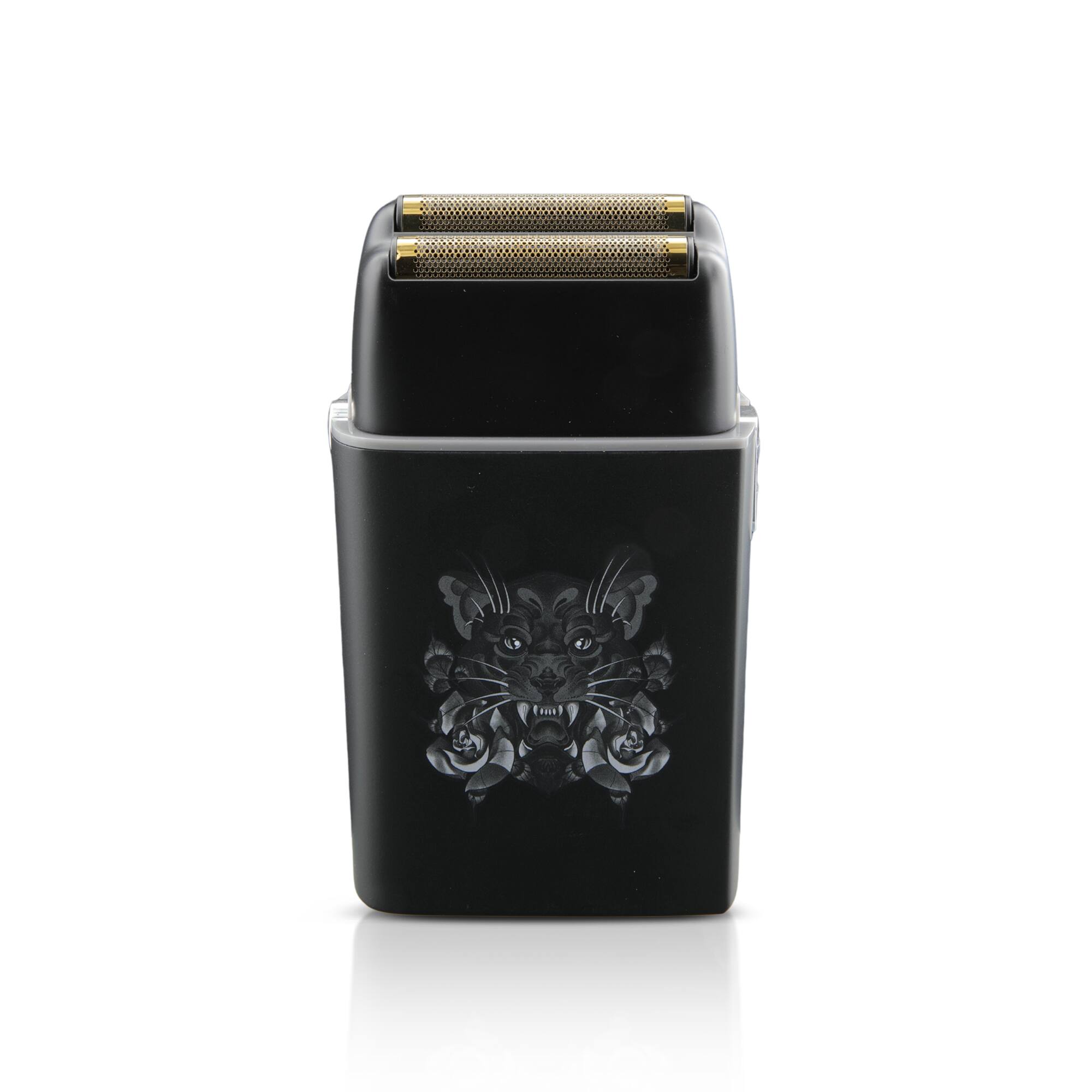 Alt View 5. Savage - Professional Hypoallergenic Reciprocating Dual Blade Double Gold Foil Shaver, 3.7V Rechargeable 90 Minute Runtime - Black.