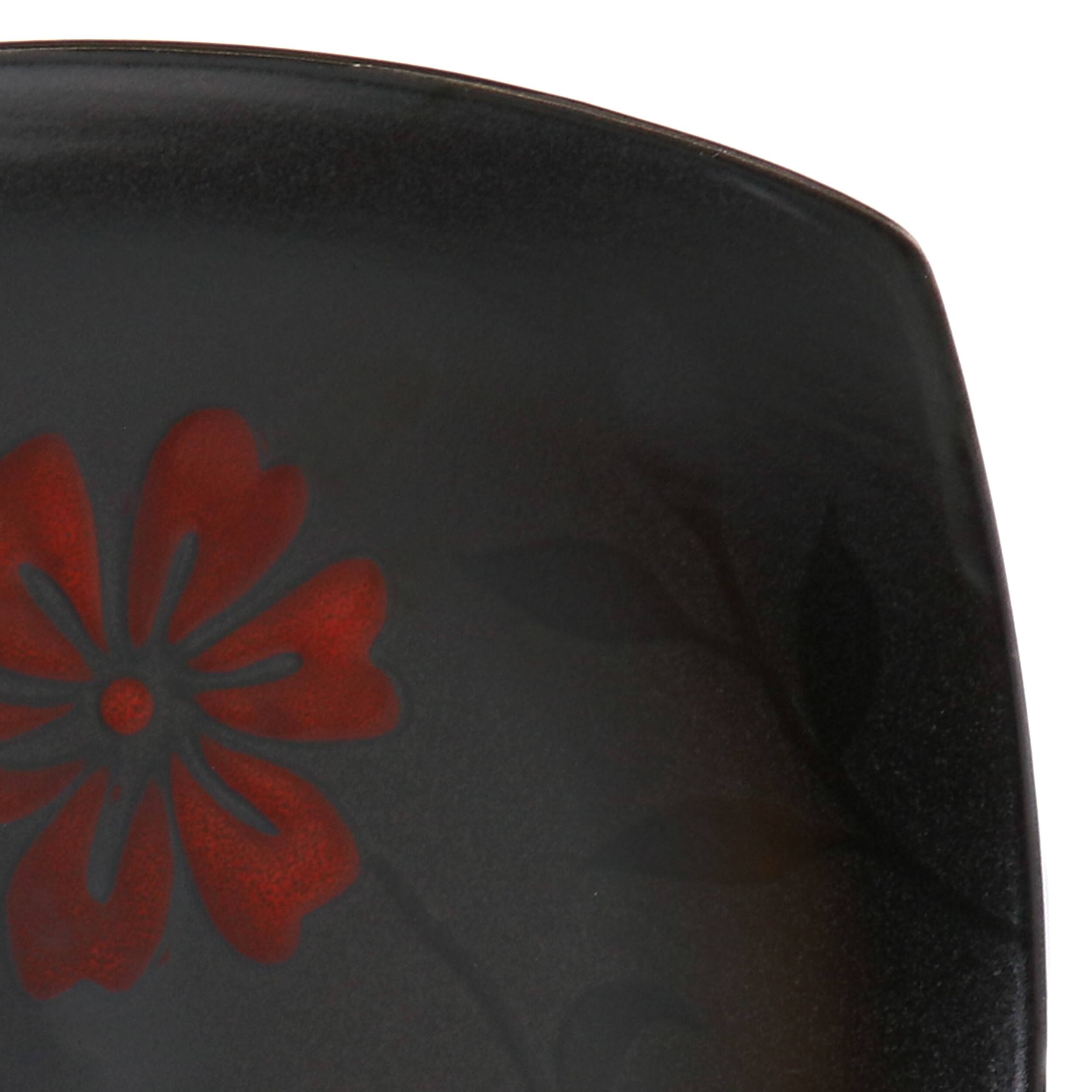 Alt View 4. Gibson - Hometrends Evening Blossom 4 Piece 8 Inch Square Stoneware Salad Plate Set in Black - Black.