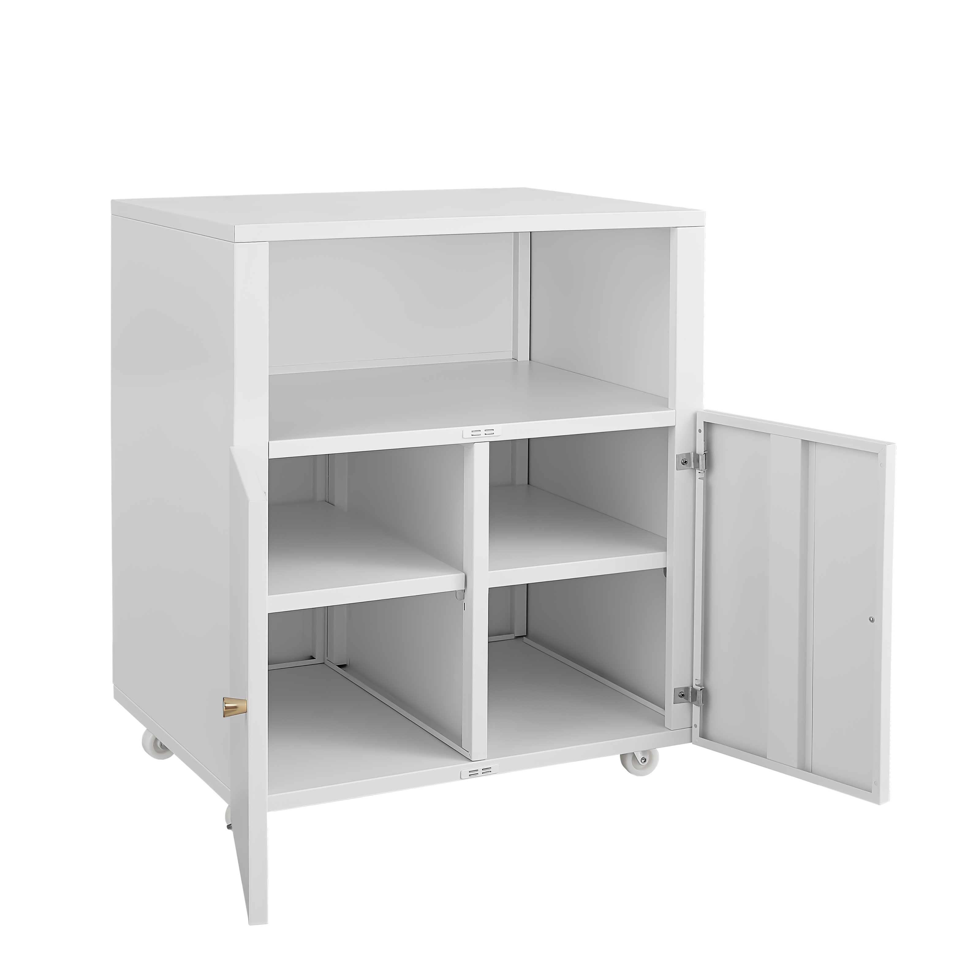 Alt View 5. GOODSILO - Mobile Printer Stand with File Cabinet - Rolling Printer Table with Storage Shelf for Home Office - White.