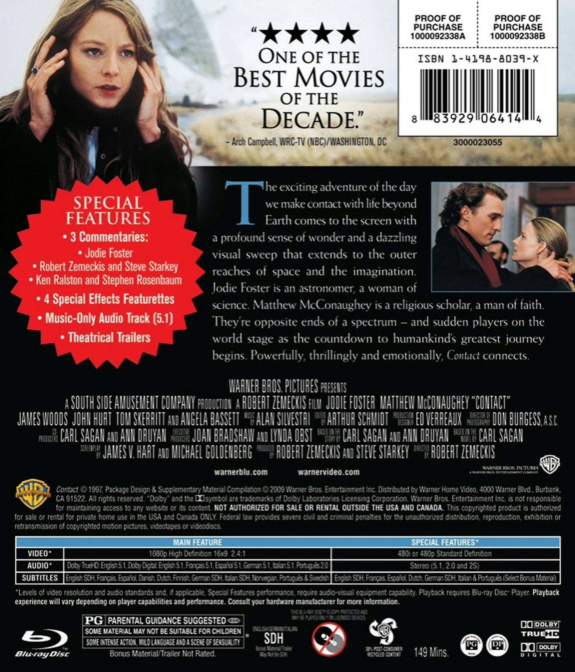 Back. Contact [Blu-ray].