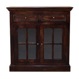 Artisan Furniture - Solid Wood Cabinet with Glazed Doors - Light walnut