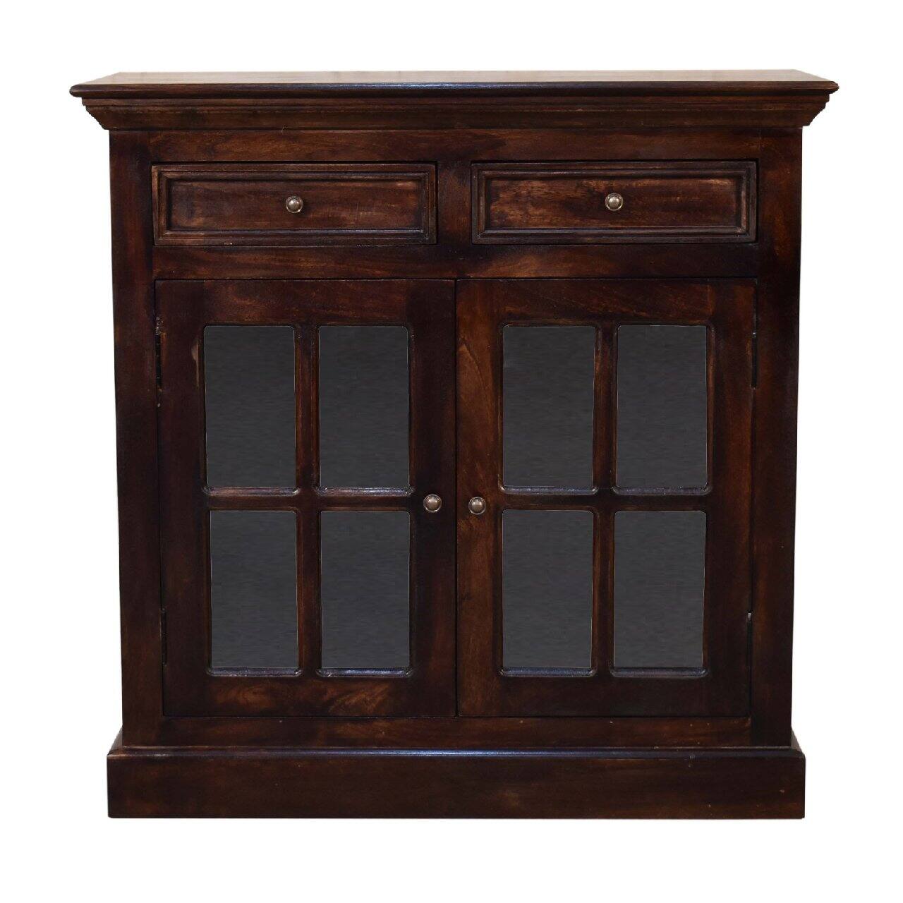 Front. Artisan Furniture - Artisan Furniture Solid Wood Light Walnut Cabinet with Glazed Doors - Light walnut.