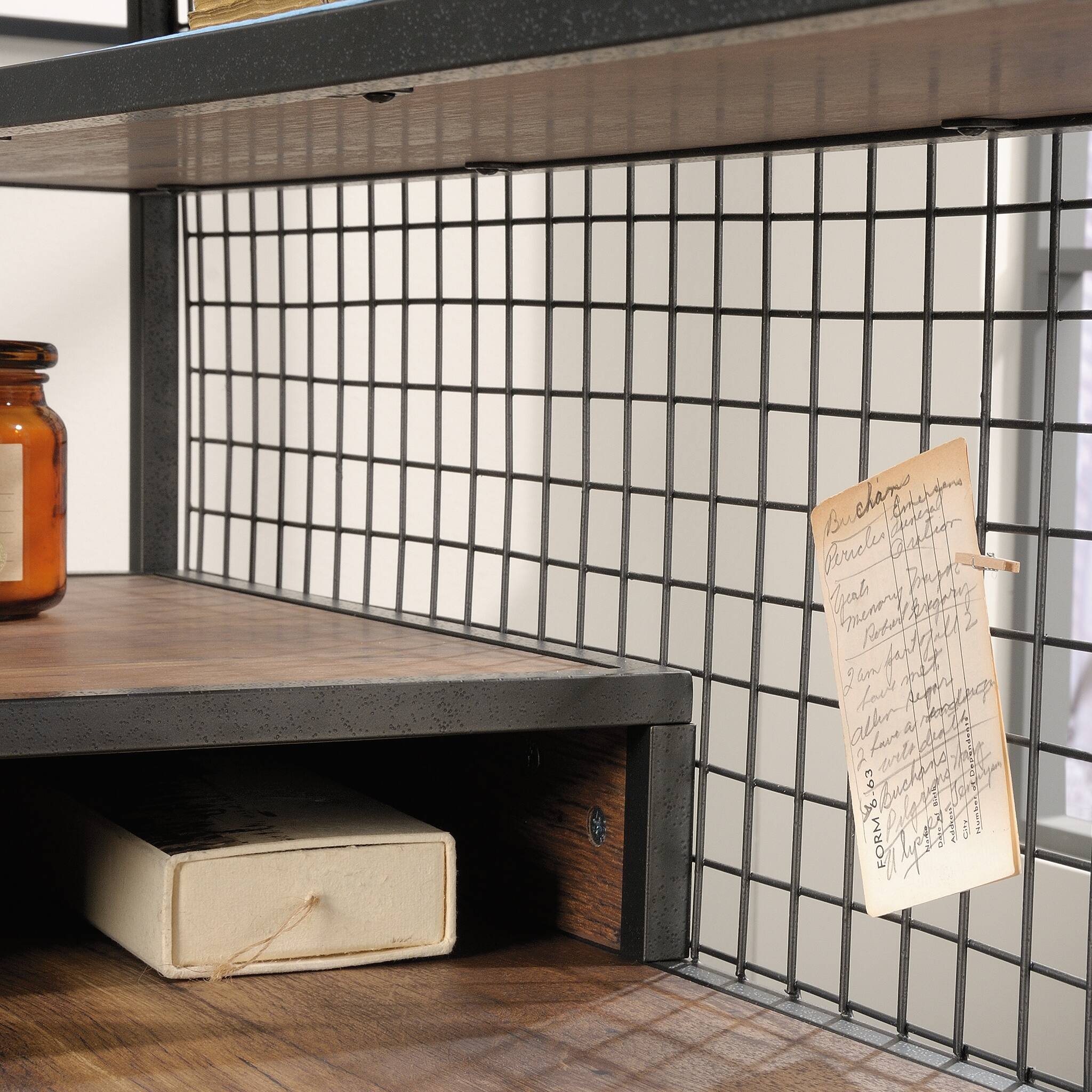 Forest'nSky Industrial L Shaped Desk with 2 Drawers and Shelves