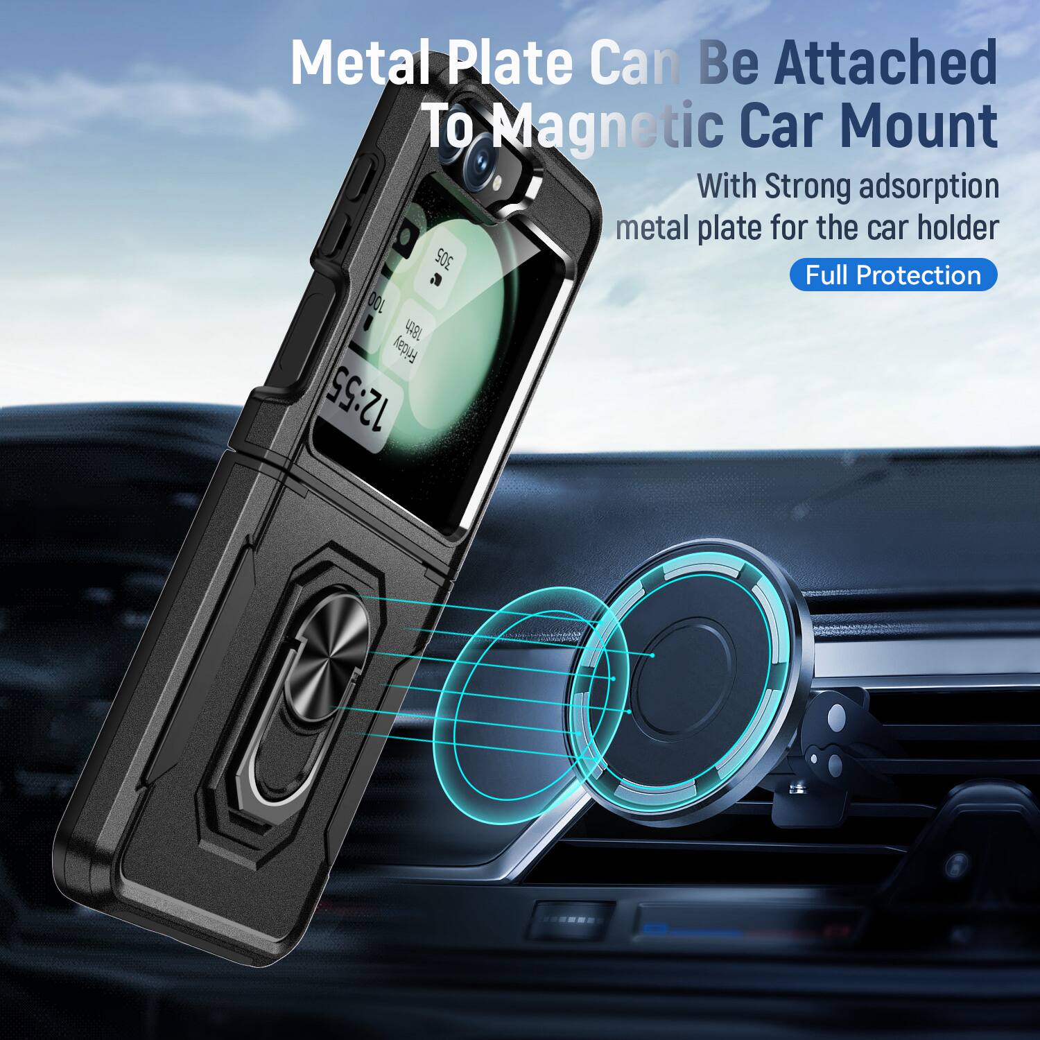Dteck for Samsung Galaxy Z Flip6/7 FE Heavy Duty Case with Foldable ...