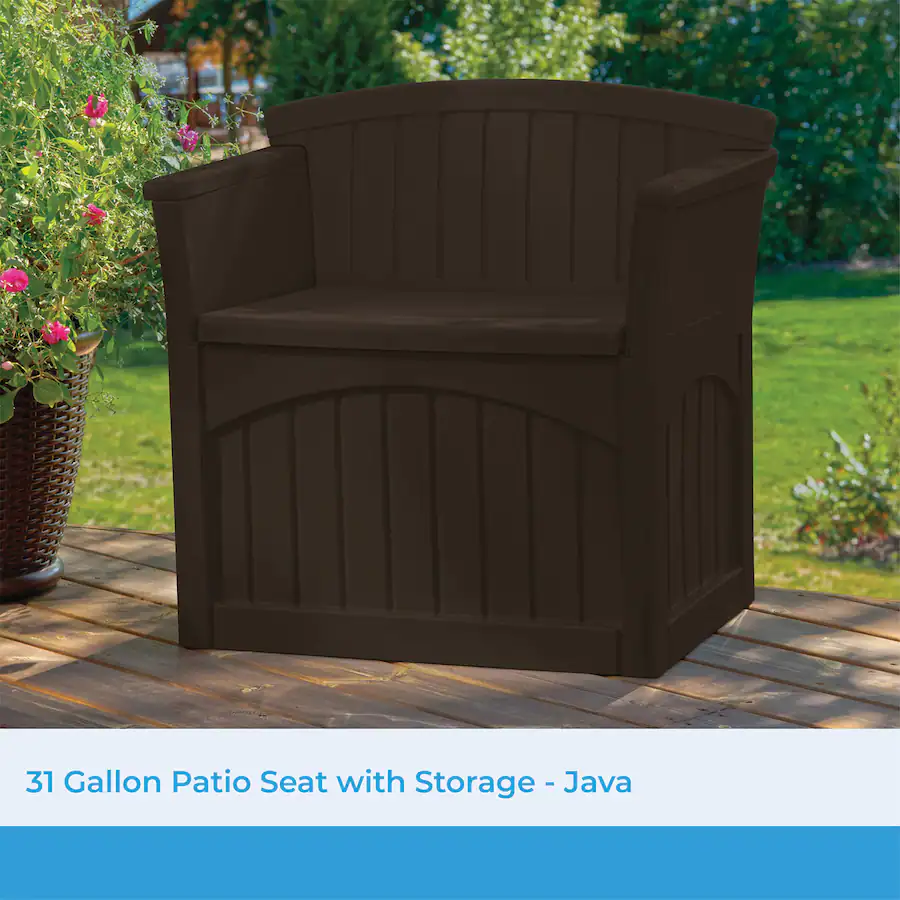 Java 42 Fa Suncast 31 Gallon Patio Seat Outdoor Storage and Bench Chair, PB2600J ...