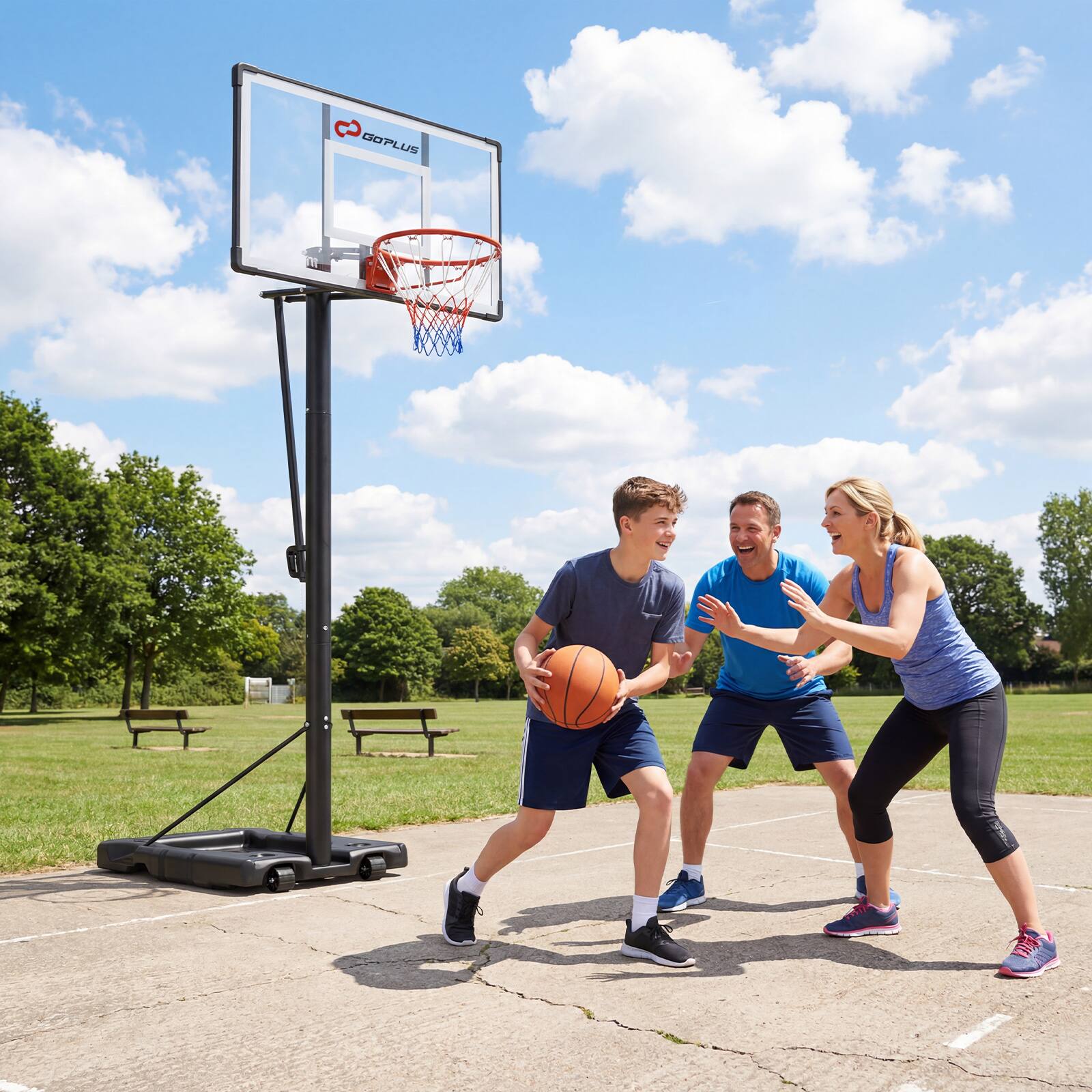 Alt View 1. GOPLUS - Goplus 10 FT Portable Basketball Hoop with Shock Absorbent Rim, Fillable Base for Adults - Black.