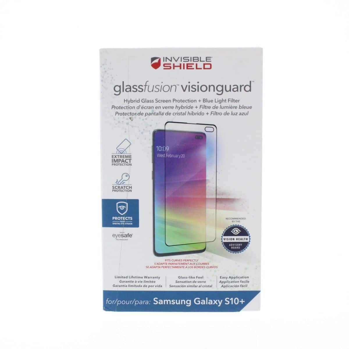ZAGG - Screen Protector FIT SamsungGalaxy S10+ Glassfusion VisionGuard - Clear
