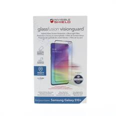 INVISIBLE SHIELD glassfusion visionguard Hybrid Glass Screen Protection + Blue Light Filter Protection d'cran en verre hybride + Filtre de lumire bleue Protector de pantalla de cristal hibrido + Filtro de luz azul EXTREME IMPACT PROTECTION 10:09 Wed February 20 SCRATCH PROTECTION PROTECTS -TA ... TAS RECCENCEO SILAR eyesafe VISION MEALEH AOVISORY SOARD PIES CURVES PERFECTO SADAPTE PARALTEMENT ALLE COURBES y ADAPA PERFECTAMENTE 4 10 BORDES CEARVIES Limited Lifetime Warranty Glass-like Feel Easy Application Garantie a vie limite Sensation de verre Application facile Garantia limitada de per vida Sensacin similar al cristal Aplicacin facil for/pour/para: Samsung Galaxy S10+