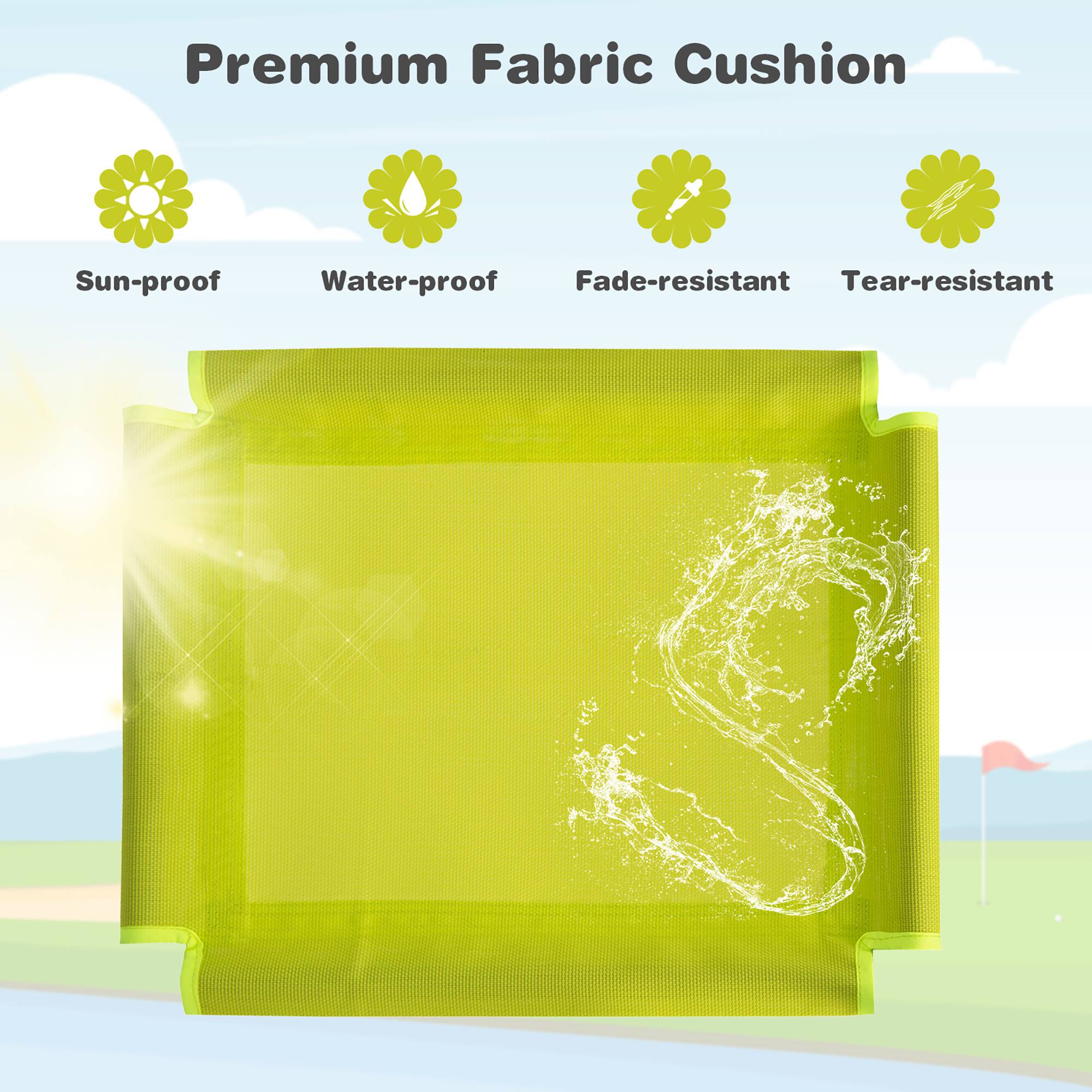 Premium Fabric Cushion

- Sun-proof
- Water-proof
- Fade-resistant
- Tear-resistant