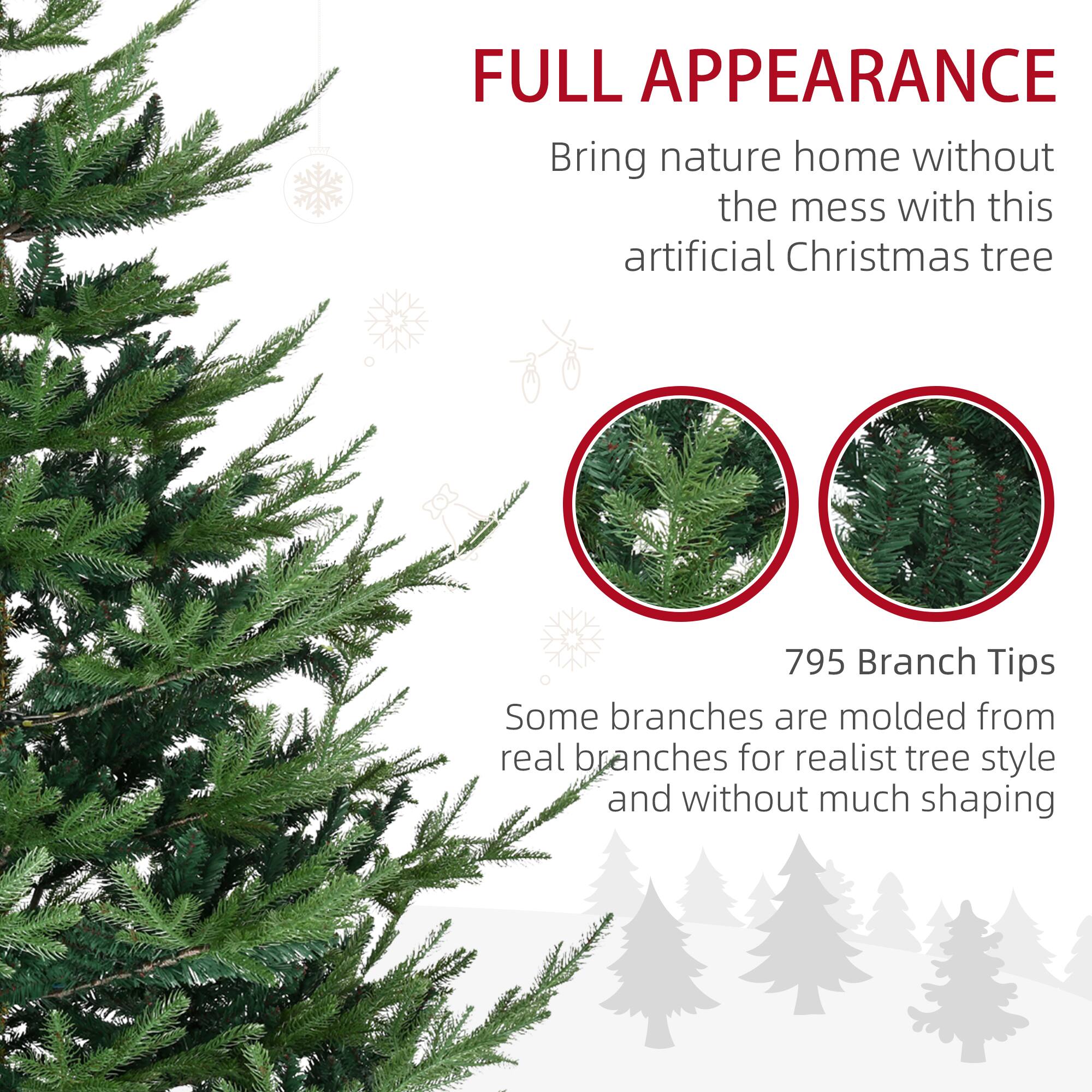 FULL APPEARANCE  
Bring nature home without the mess with this artificial Christmas tree  

795 Branch Tips  
Some branches are molded from real branches for a realistic tree style and without much shaping