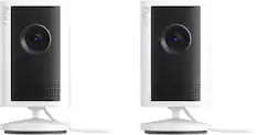 Front. Ring - Indoor Cam Plus, Plug-In, Retinal 2K for enhanced video quality, 6x Zoom, Night Vision for color night vision, 2pk - White.