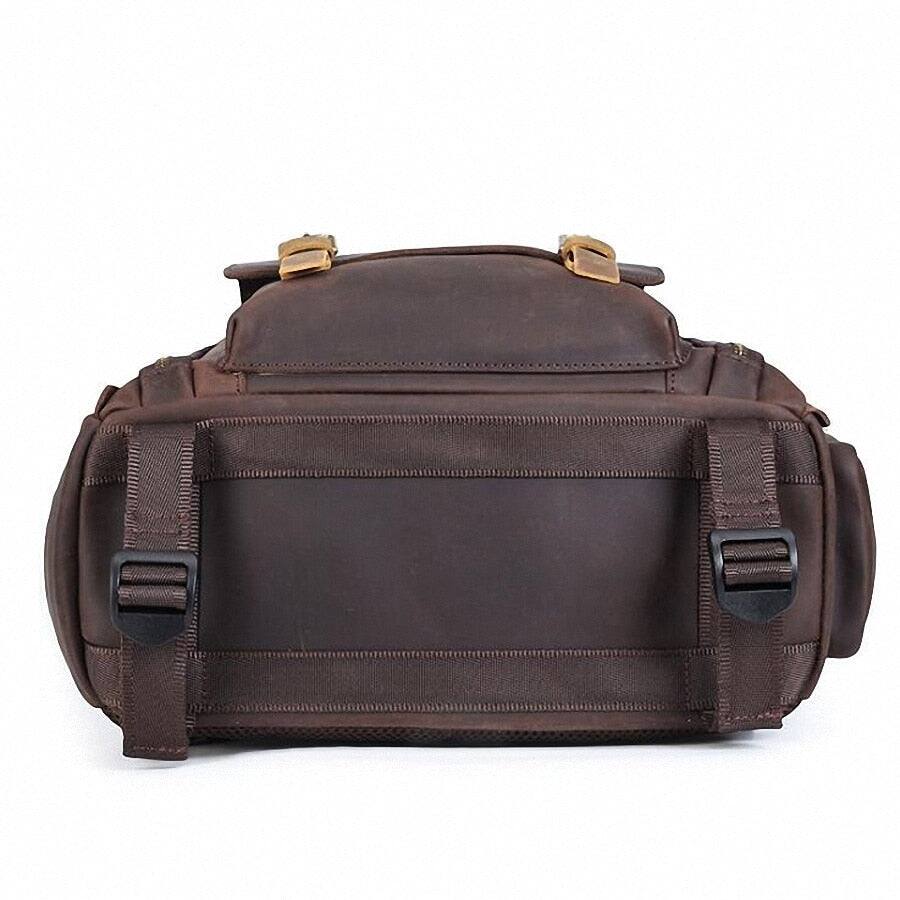 Alt View 10. Steel Horse Leather - The Gaetano | Large Leather Backpack Camera Bag - Dark Brown.