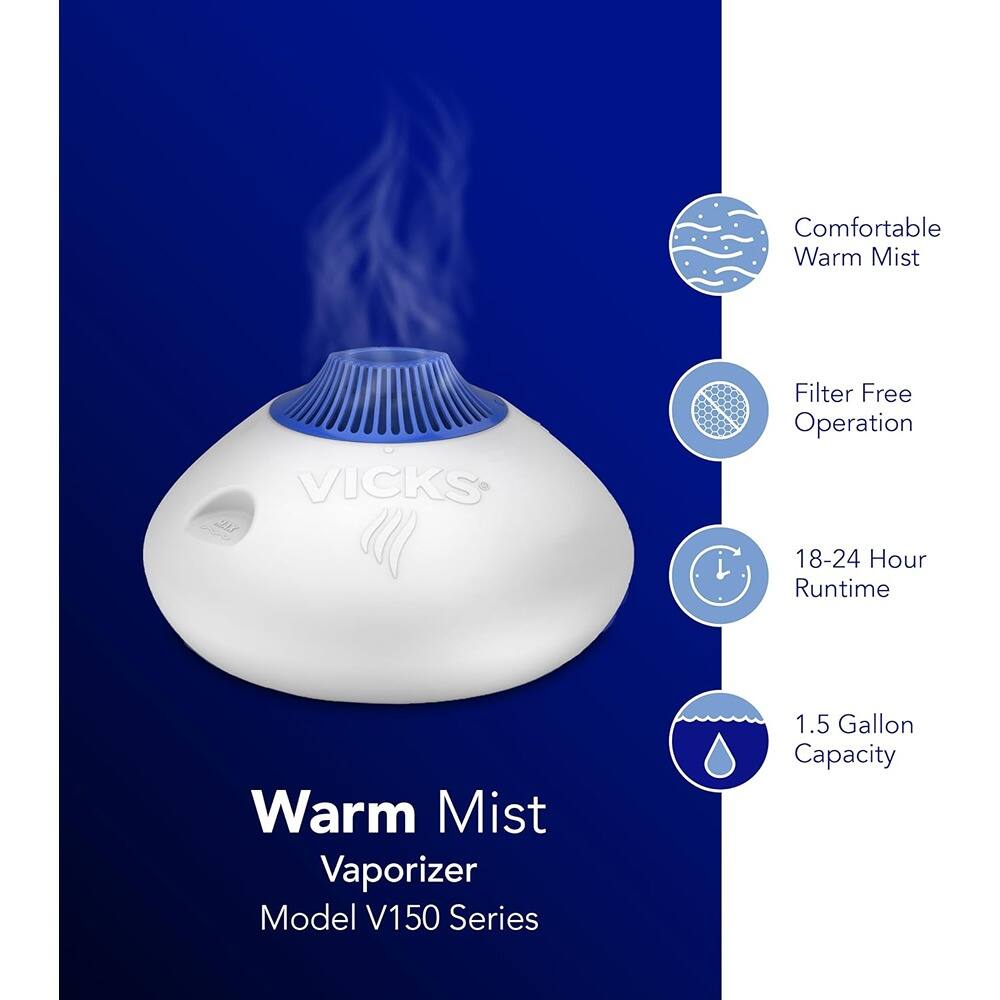 MOSZAR LLC - Vicks Warm Steam Vaporizer, 1.5-Gallon Tank, Warm Mist, Night Light