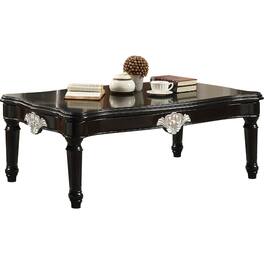 Manhattan Lane - Traditional Rectangular Wooden Coffee Table with Scalloped Top - Black