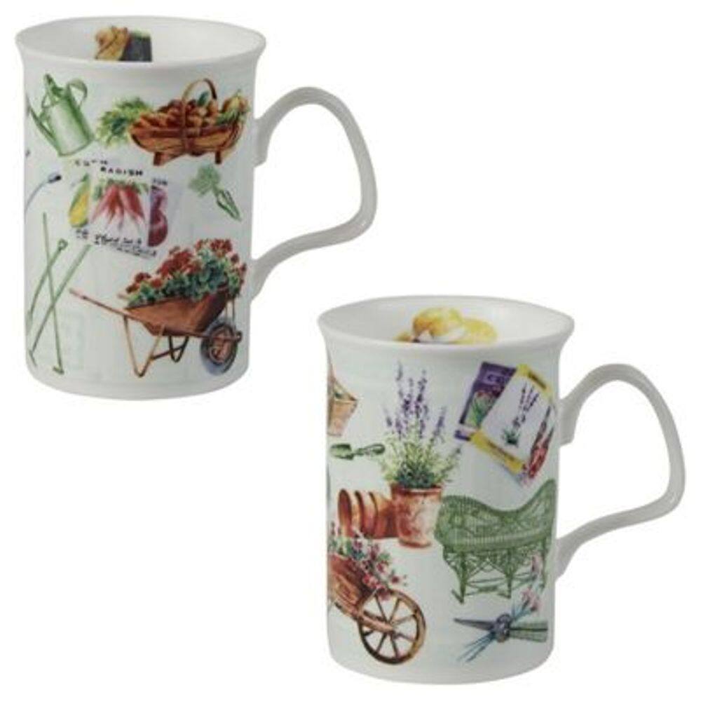 Front. Jiallo - Roy Kirkham Lancaster Mug -IN THE GARDEN, Set of 6, Made in England - Mutli color.