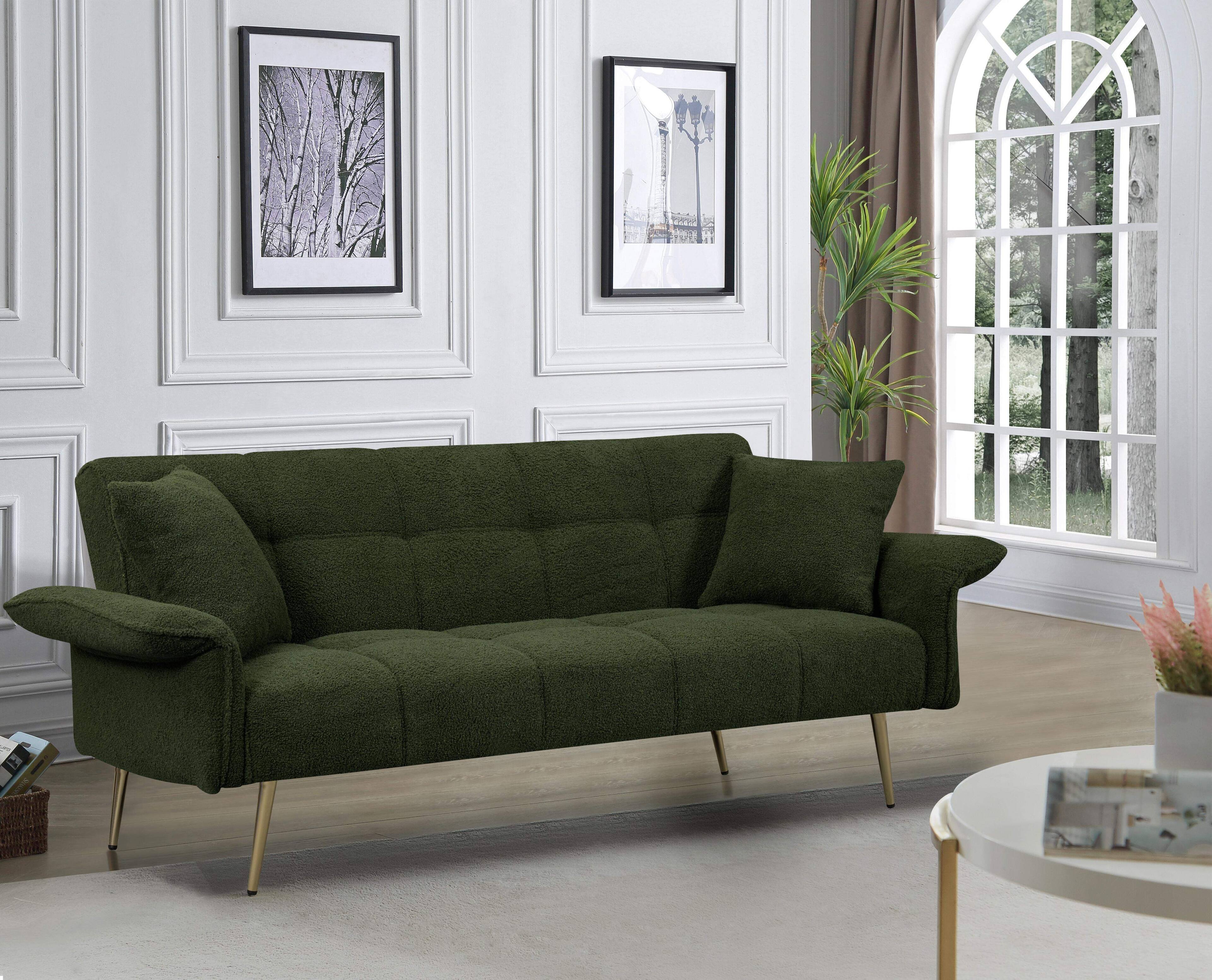Alt View 1. Roomtec - 70.1 inch futon sofa bed convertible double sofa bed with folding armrests for living rooms and small Spaces - Green.