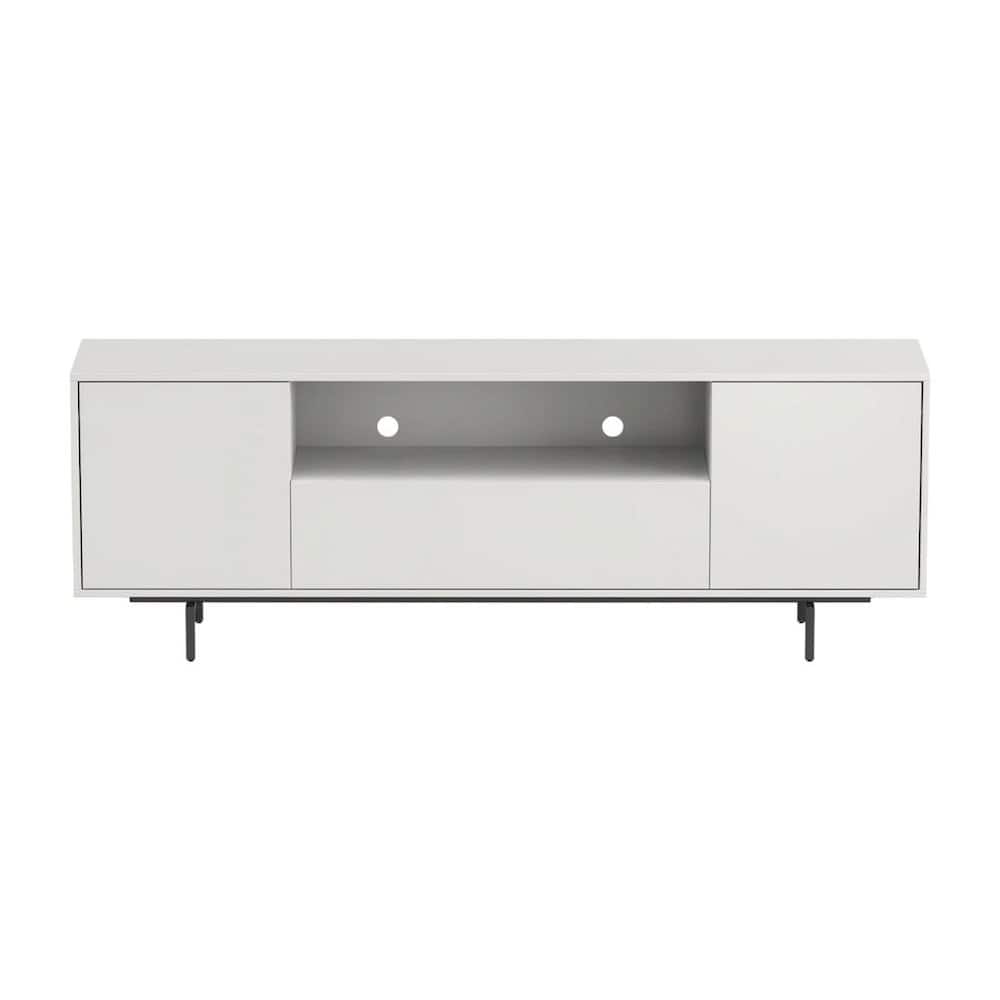 FurniFact - Laminate TV Console with 3 Doors in Modern Industrial Style - White