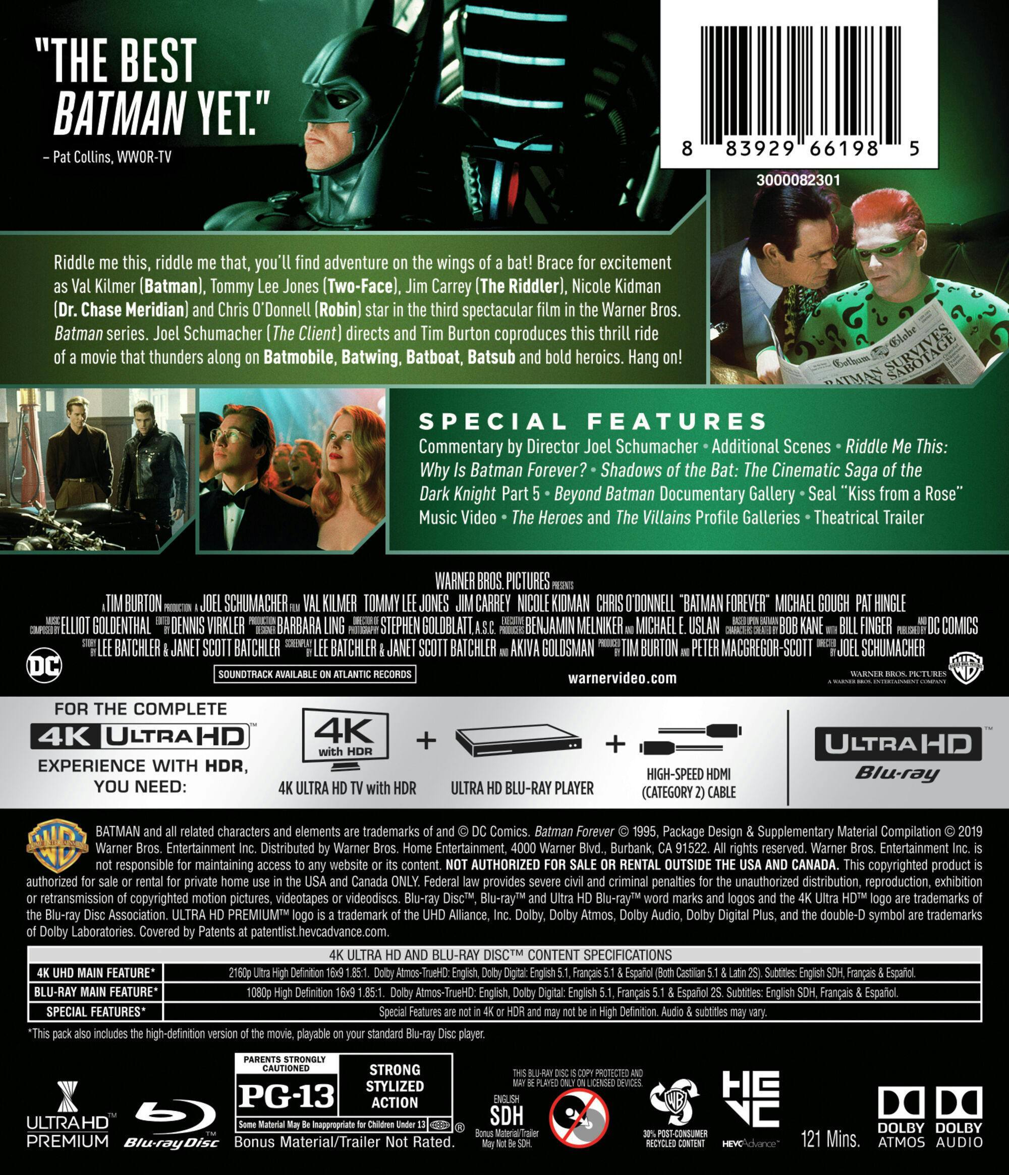 Back. Batman Forever (4K Ultra HD + Blu-ray) [UHD].