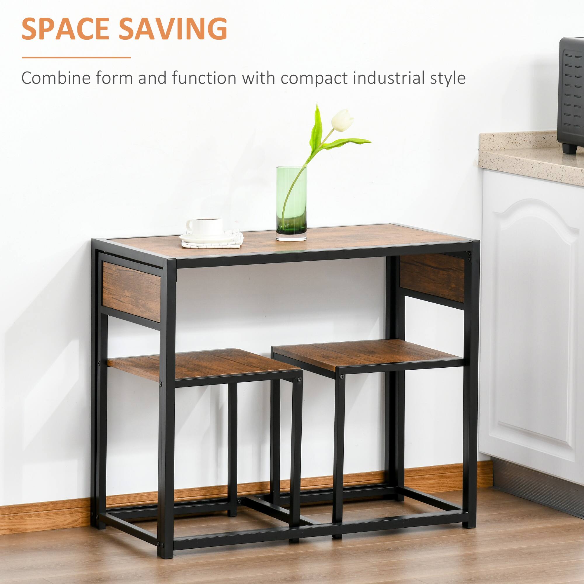 SPACE SAVING
Combine form and function with compact industrial style