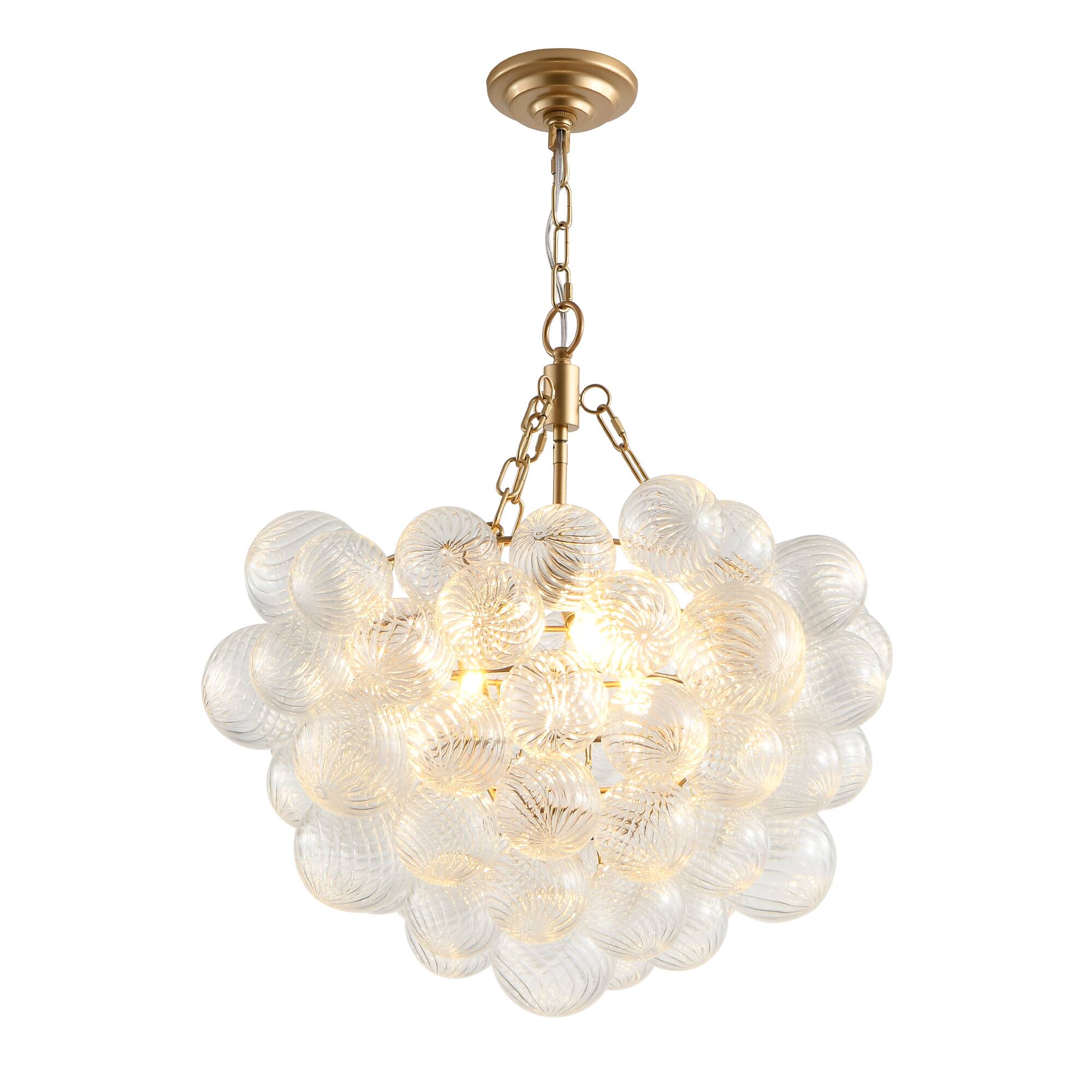 Alt View 8. Tiramisubest - 23.6-Inch Gold Pendant Light Chandelier with Threaded Clear Glass Globe Shade – Adjustable Height (No Bulbs) - Gold.