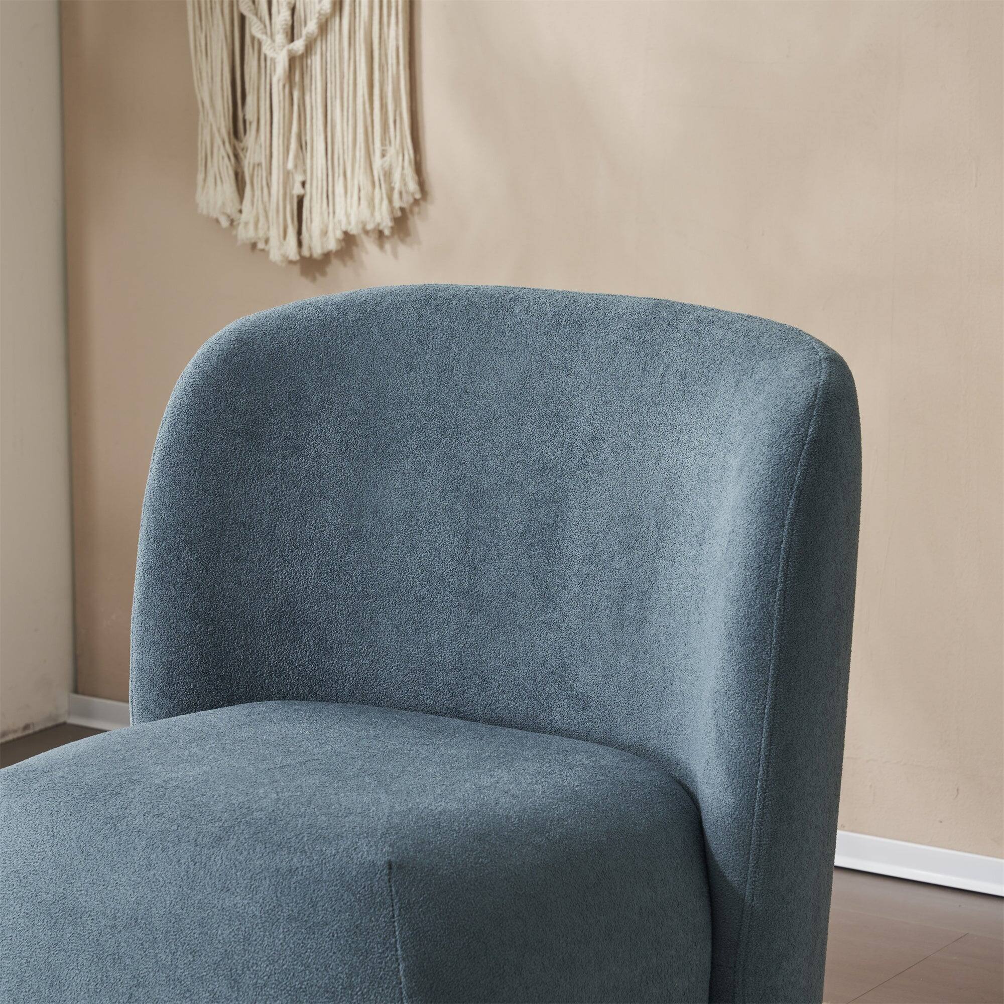 Alt View 3. Boyel Living - Blue Modern Low Back Upholstered Armless Living Room Chairs with Round Pine Wood Feet for Small Living Spaces - Blue.